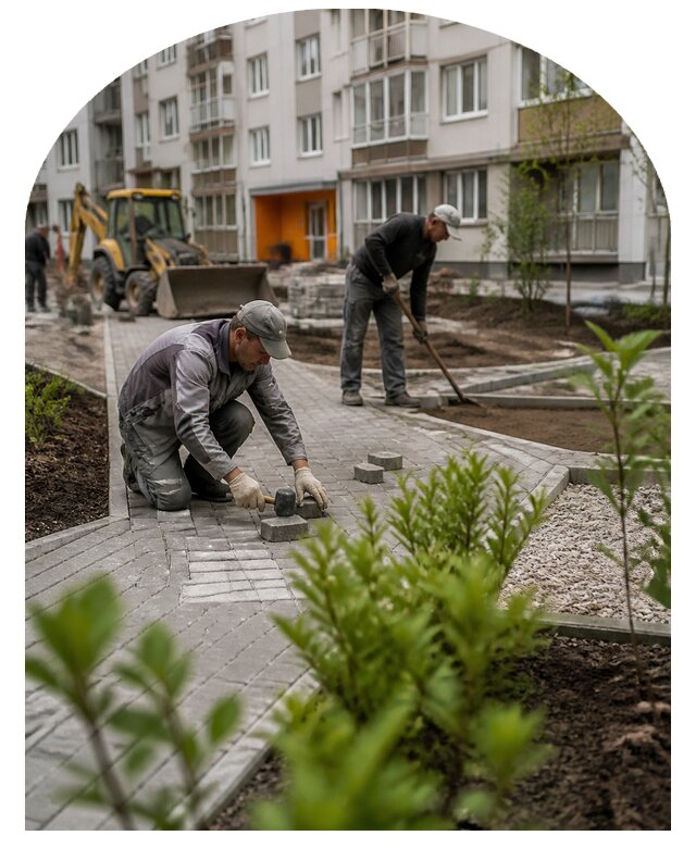 Благоустройство двора многоквартирного дома в Кольчугине
